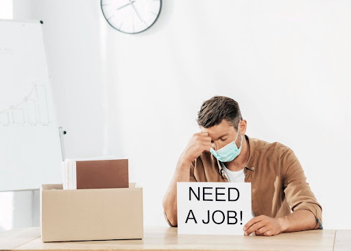 Man experiencing job search burnout.